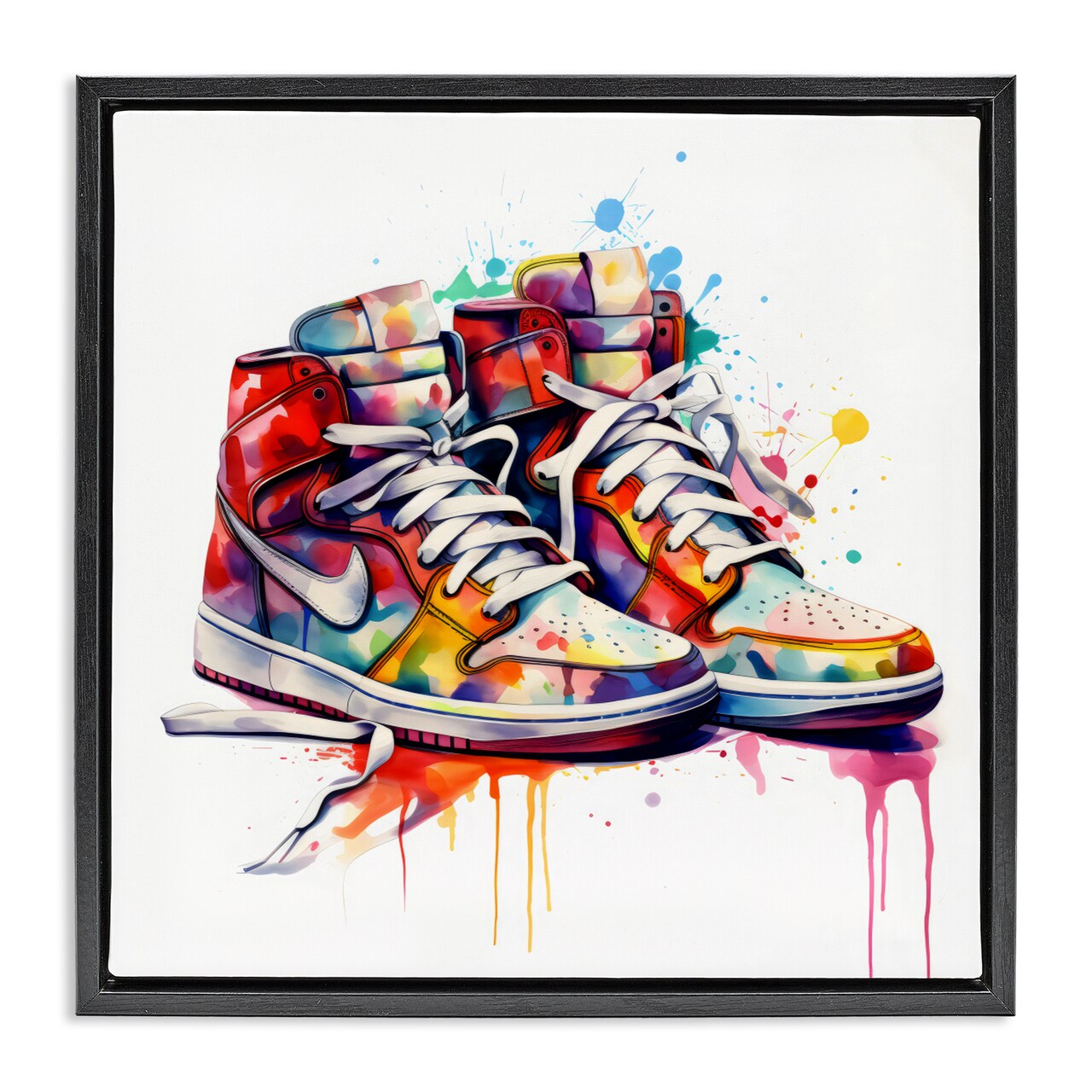 Stupell Industries Sneakers with Watercolor Drip Floating Frame, design by Creative Studio